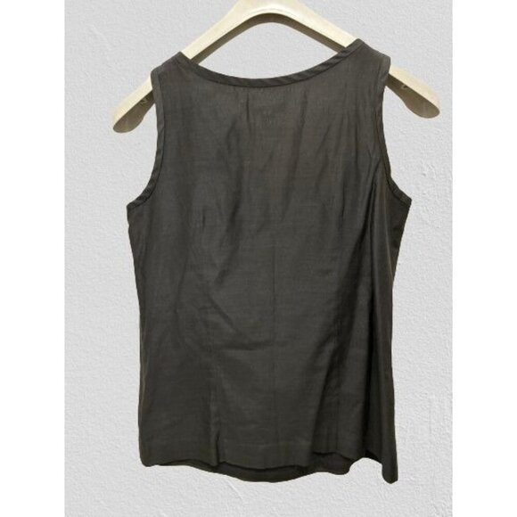 J.CREW Blouse Smoke Gray Beaded Ruffle Front Cotton Silk Top Size 4 - Picture 3 of 5